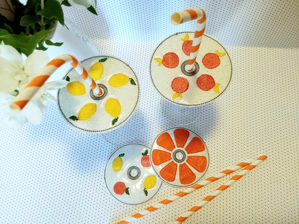 Glasdeckel Zitrus - ITH-Stickdatei